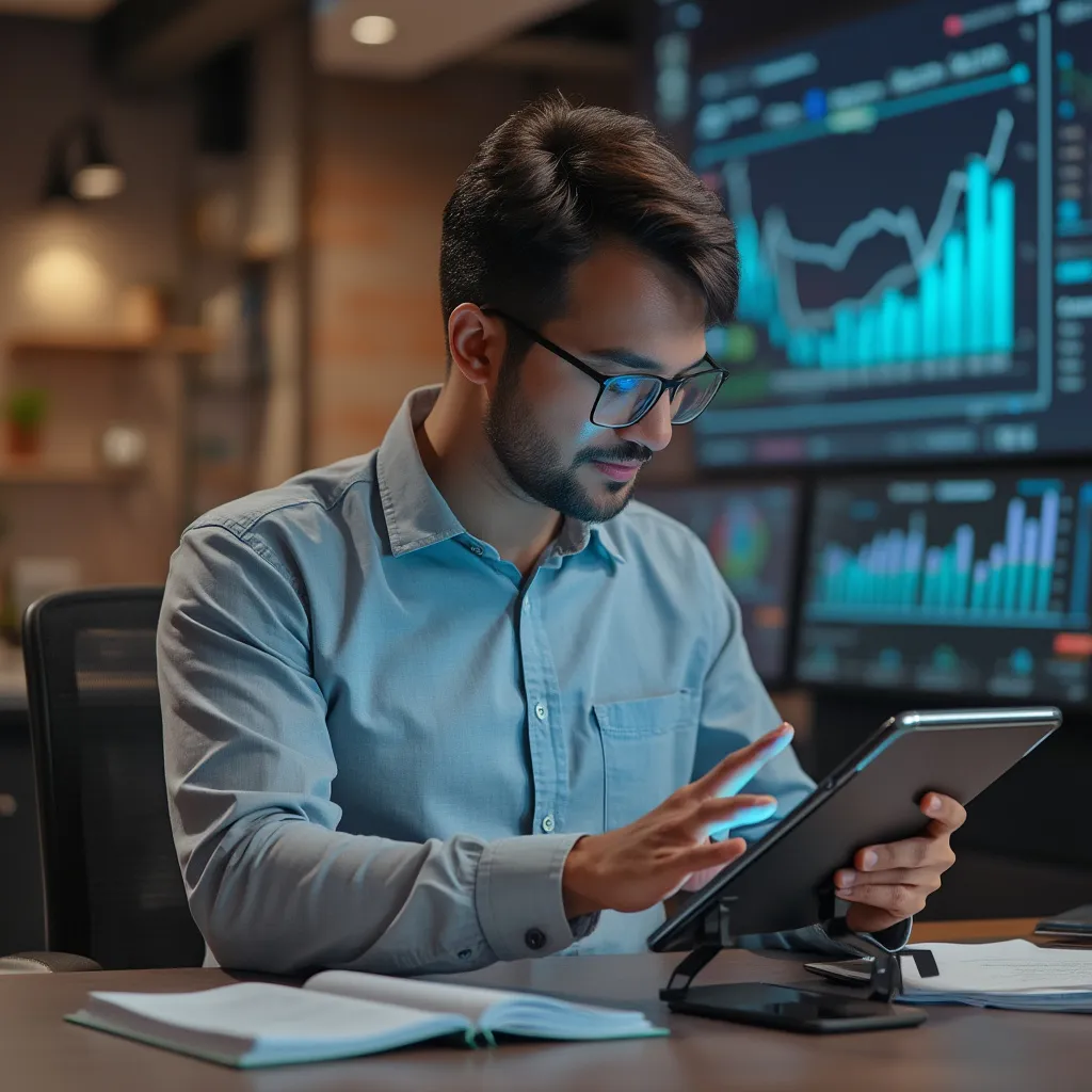 Entrepreneur gérant ses finances avec l'IA